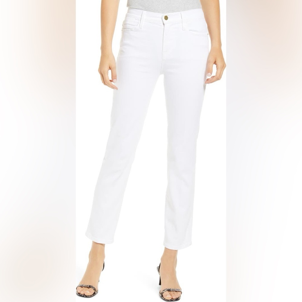 FRAME Le High Straight Jeans in Blanc White Size 27 or 4